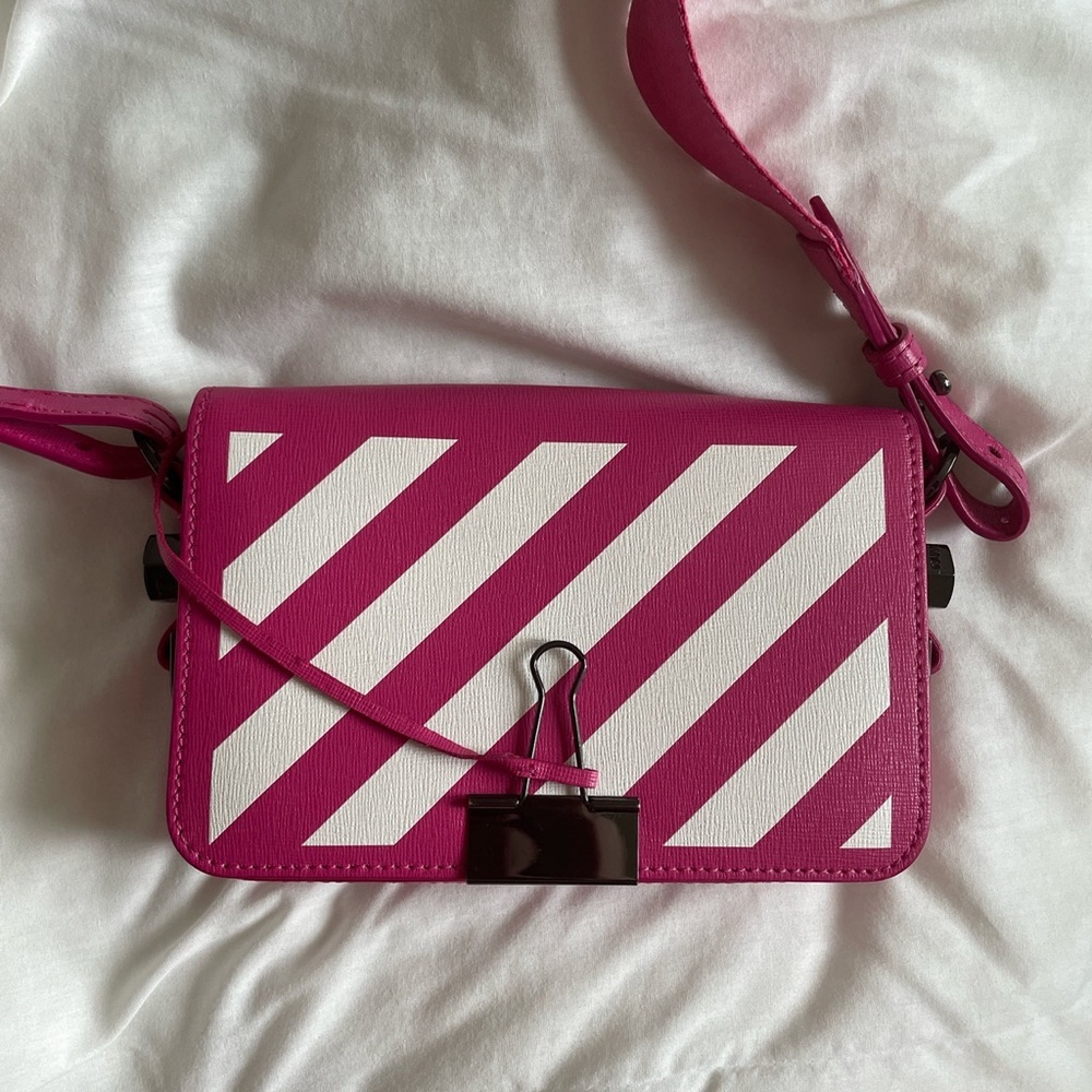 Off-White Pink Mini Diagonal Flap Bag